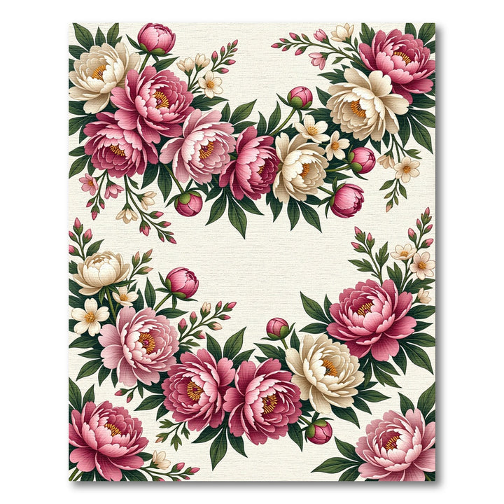 Vintage Pink Peony Garden Floral Rug