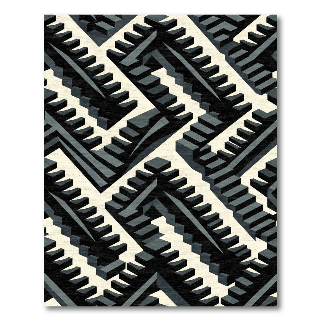 Monochromatic Optical Illusion Staircase Rug