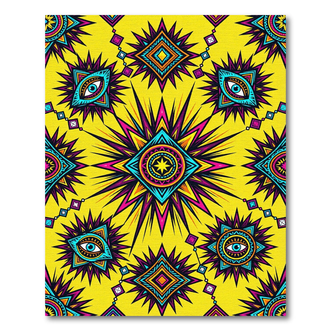 Vibrant Sunburst Eye Geometric Rug