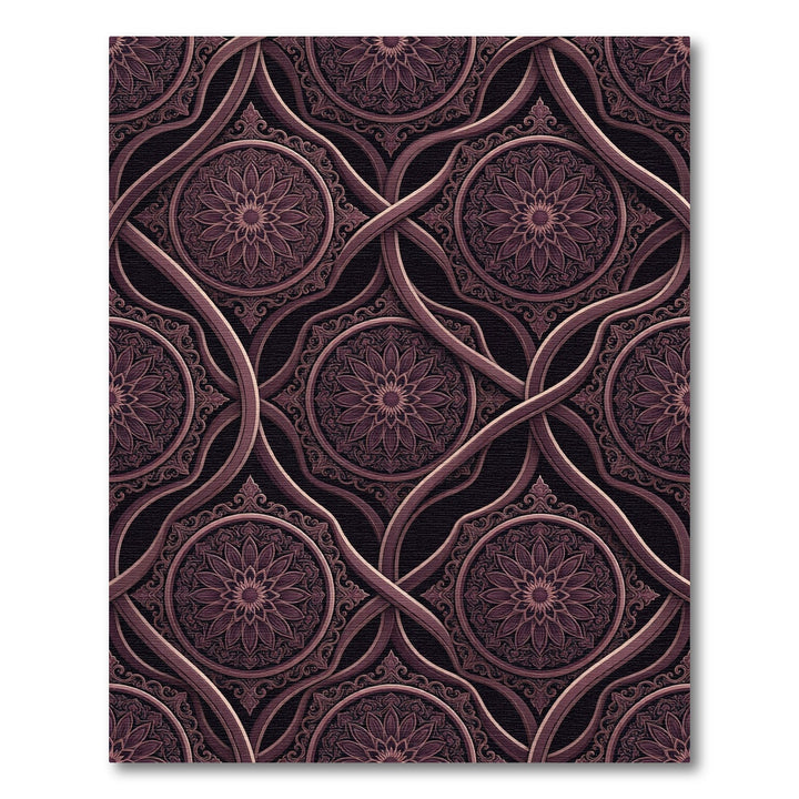 Dark Plum Arabesque Mandala Rug