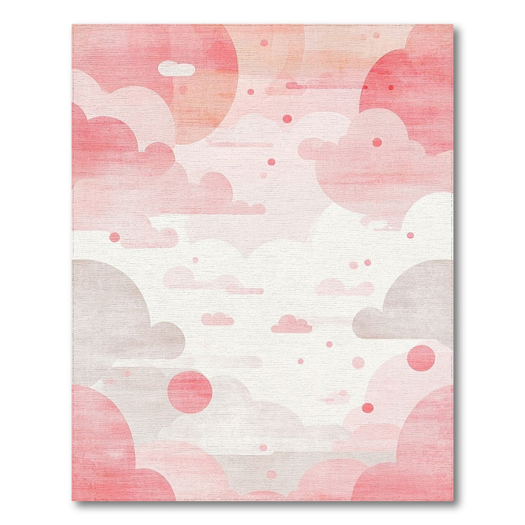 Pink Cloudscape Washable Area Rug
