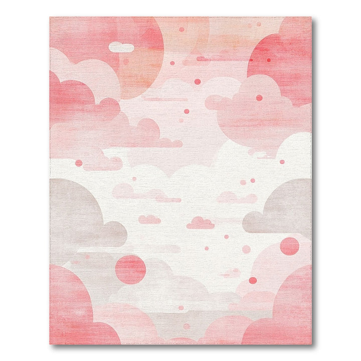 Pink Cloudscape Washable Area Rug