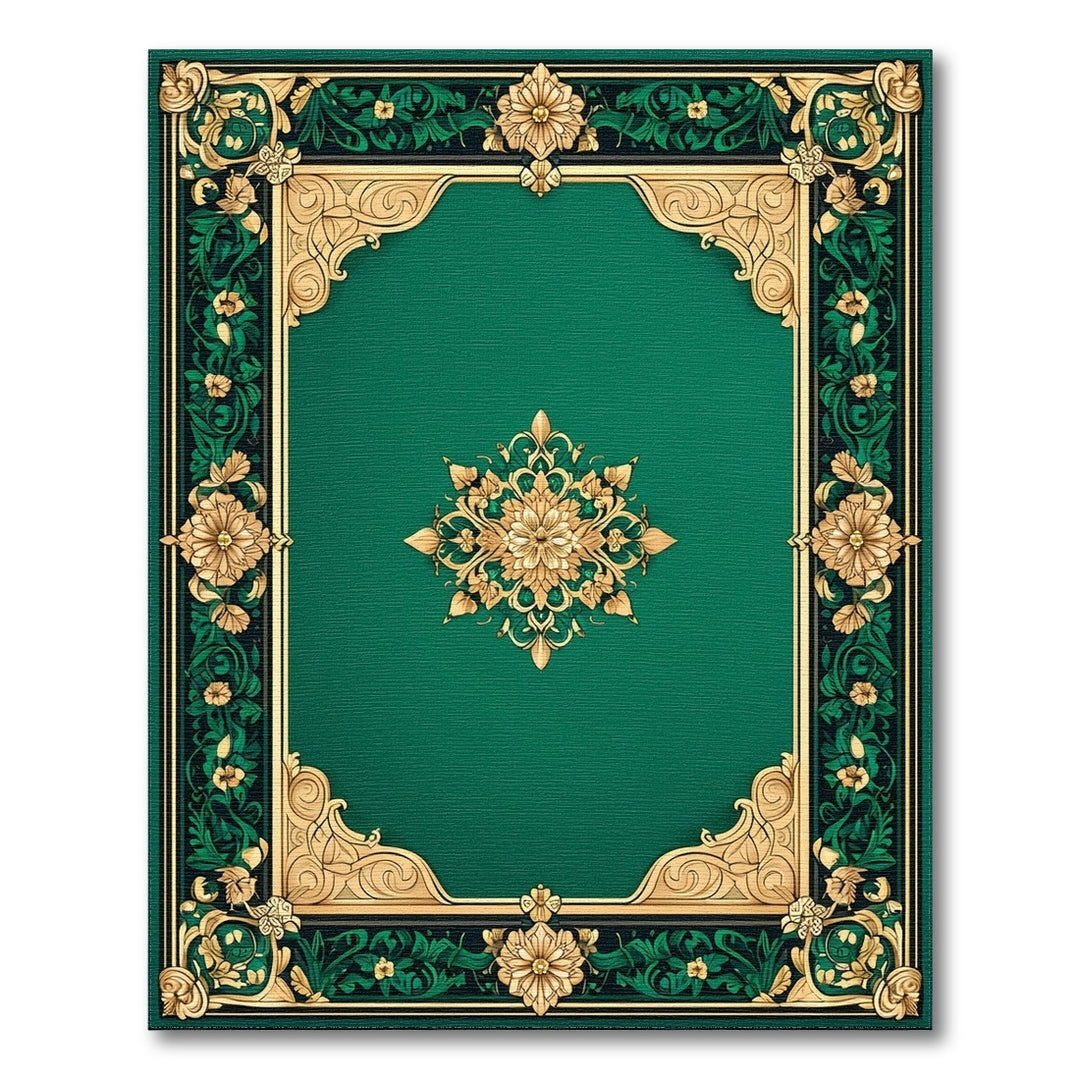 Emerald Green Floral Vintage Area Rug