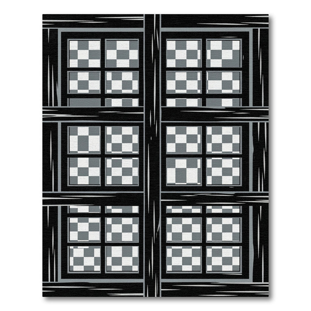 Classic Black White Checkerboard Window Rug