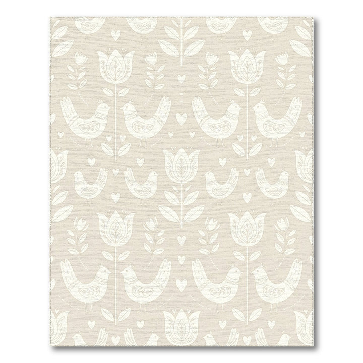 Cream Folk Art Birds Flowers Rug