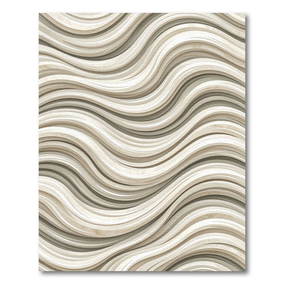Beige Wavy Marble Ribbed Rug