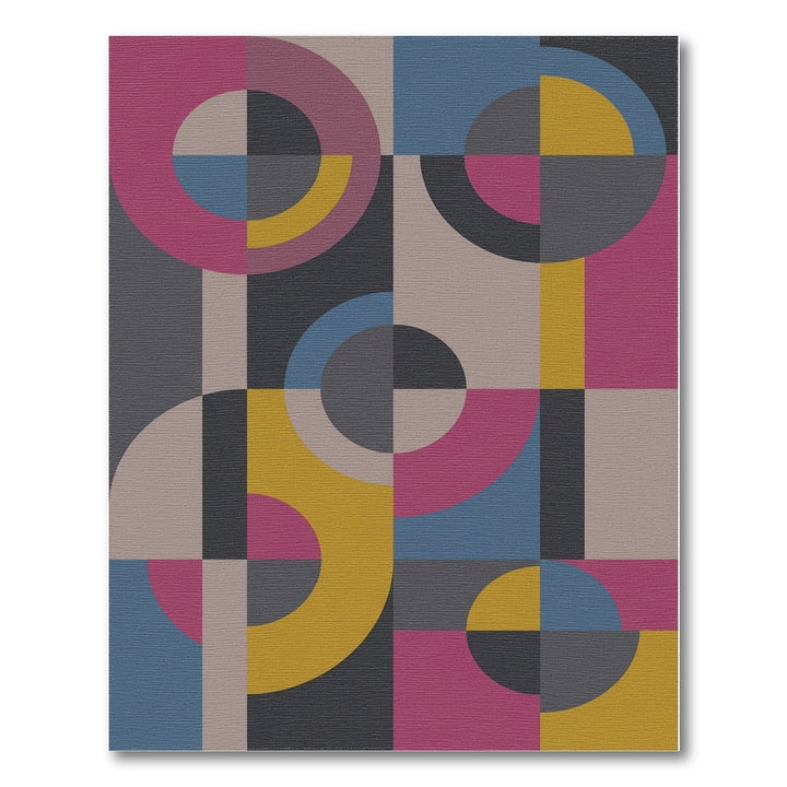 Bold Geometric Circles and Squares Rug
