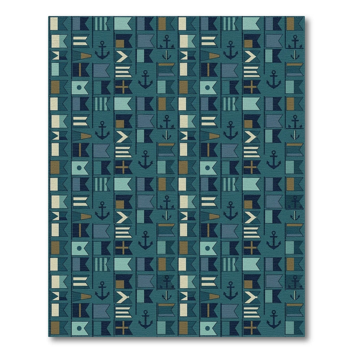 Nautical Flags Deep Teal All-Over Rug