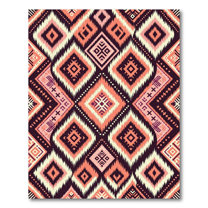 Coral Diamond Tribal Geometric Loom Rug