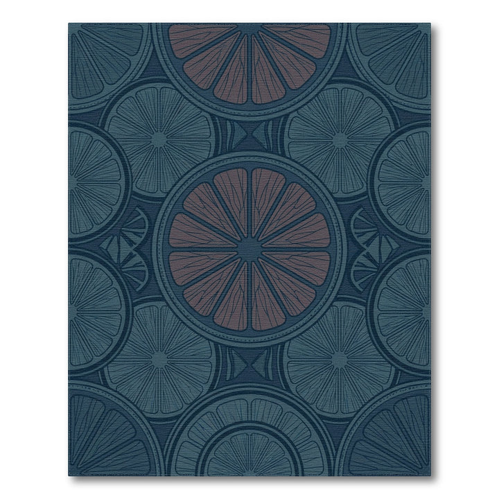Deep Blue Citrus Slice Medallions Rug