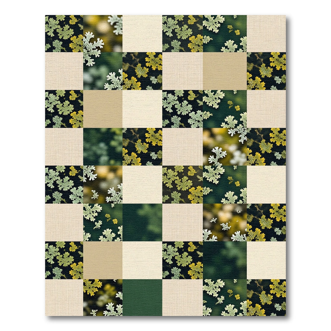 Checkerboard Lichen Nature Squares Rug