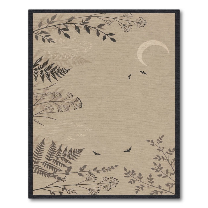 Boho Chic Beige Moon Birds Fern Area Rug