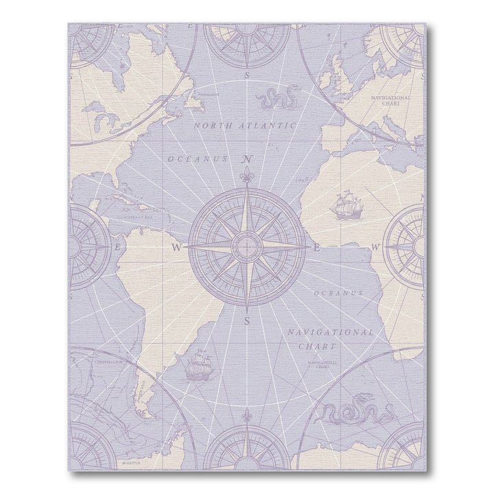 Vintage Nautical Map Compass Rose Rug