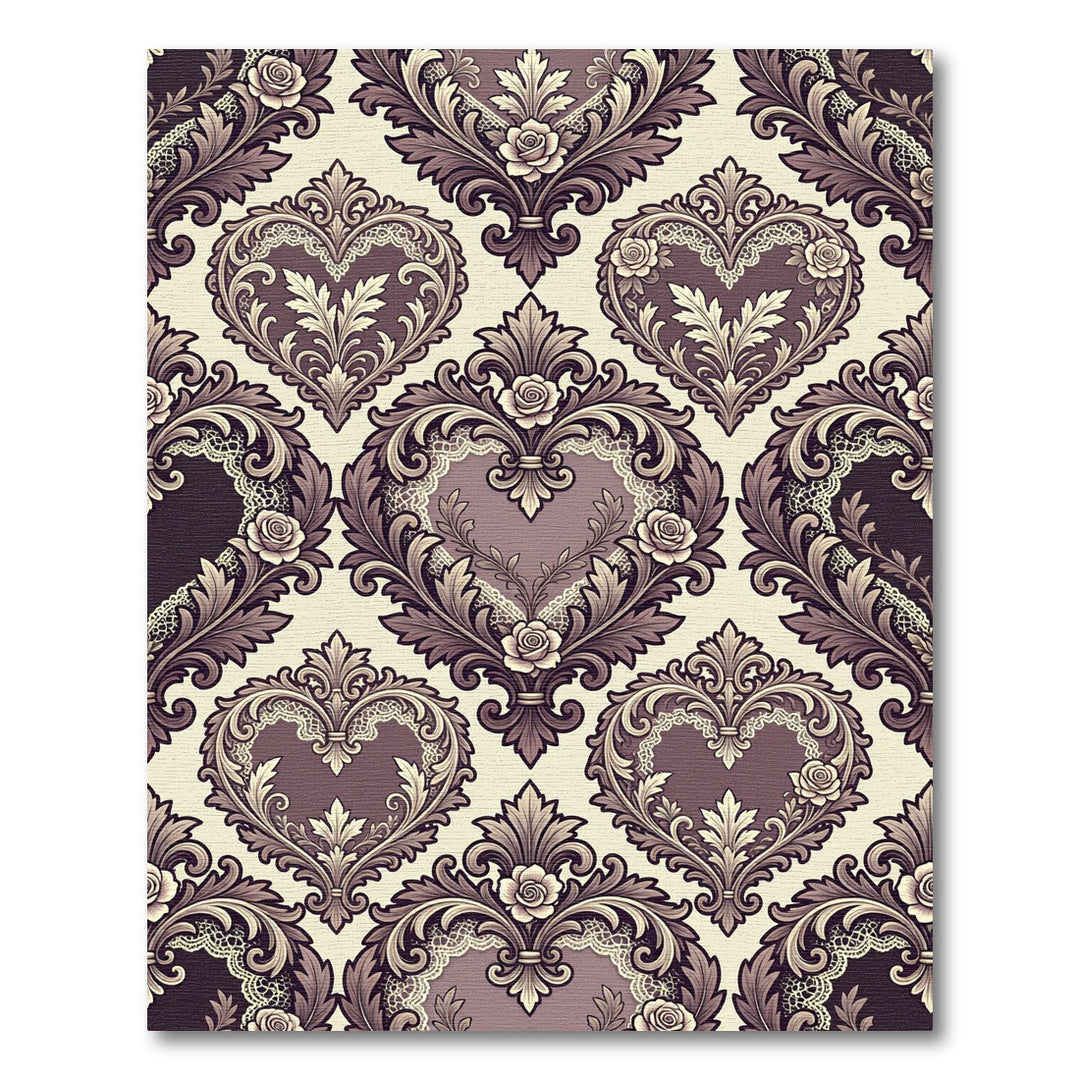 Elegant Plum Heart Lace Ornament Rug