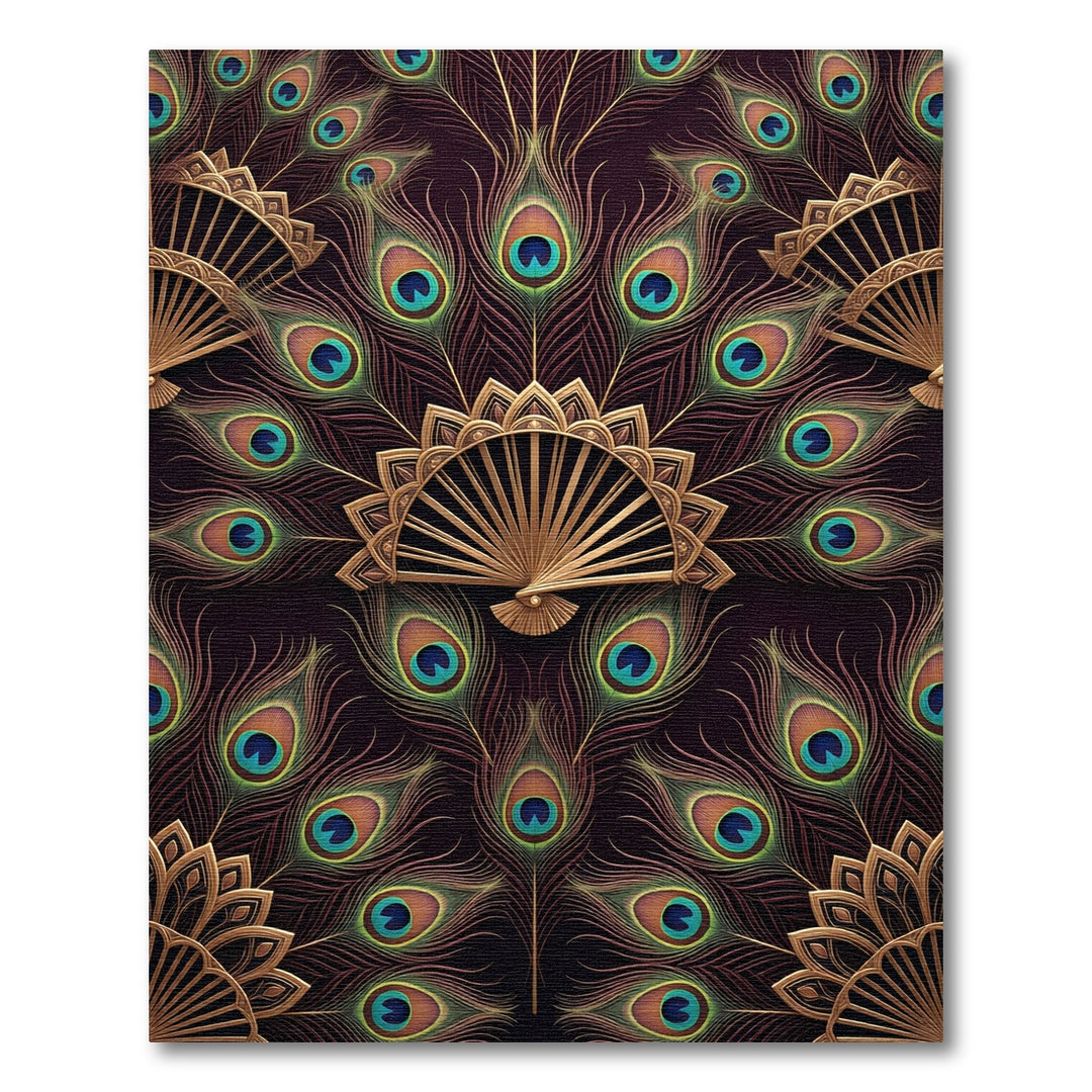 Art Deco Peacock Fan Emerald Rug