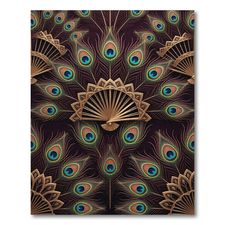 Art Deco Peacock Fan Emerald Rug