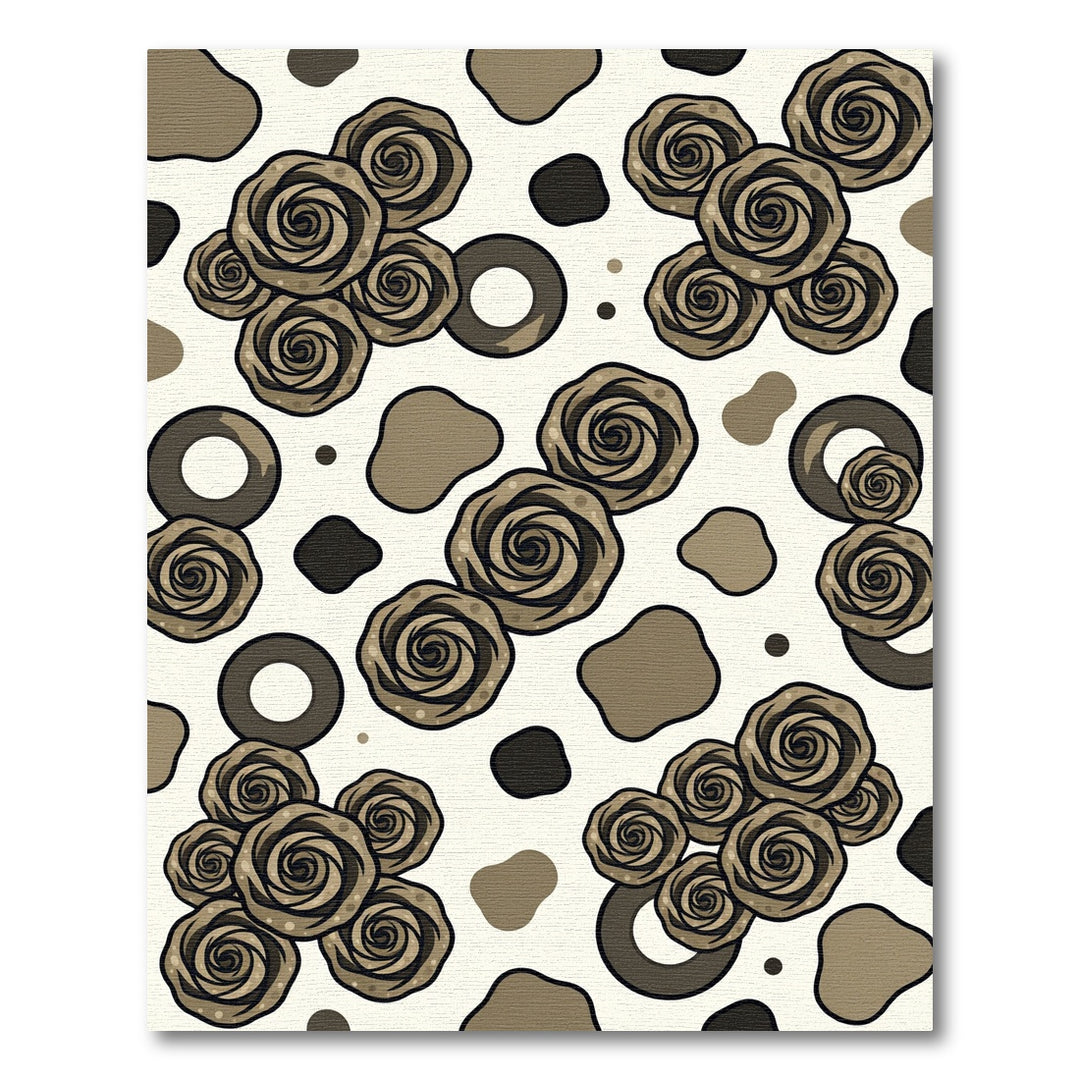 Antique Brown Rose Cluster Rug