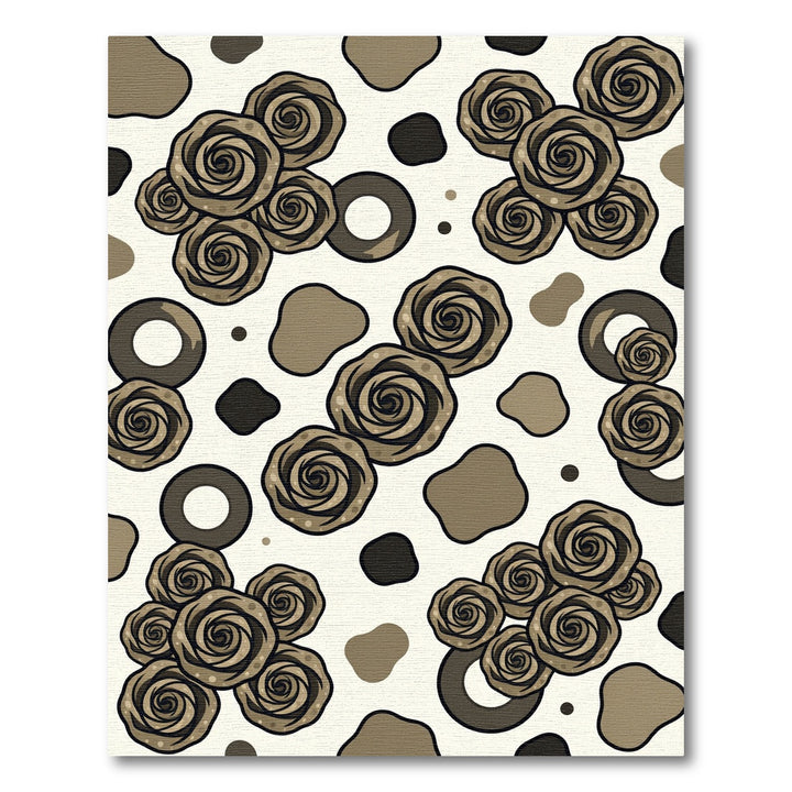 Antique Brown Rose Cluster Rug