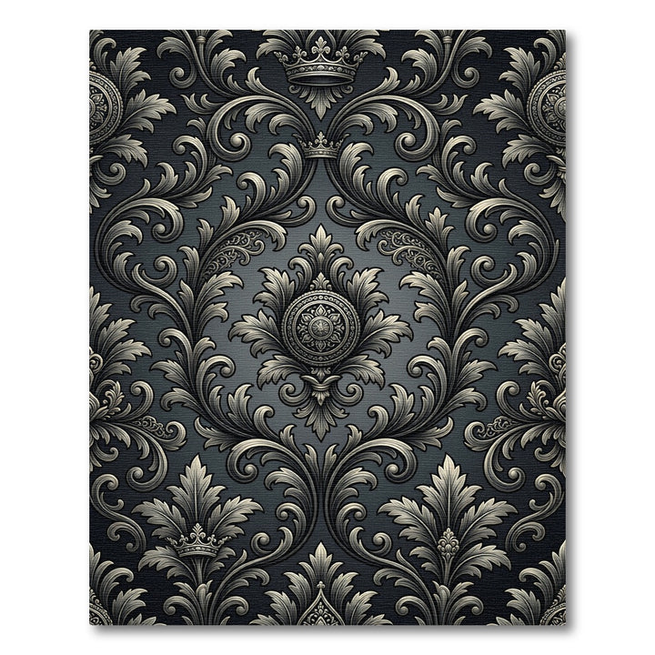 Dark Gray Royal Scrollwork Crown Rug