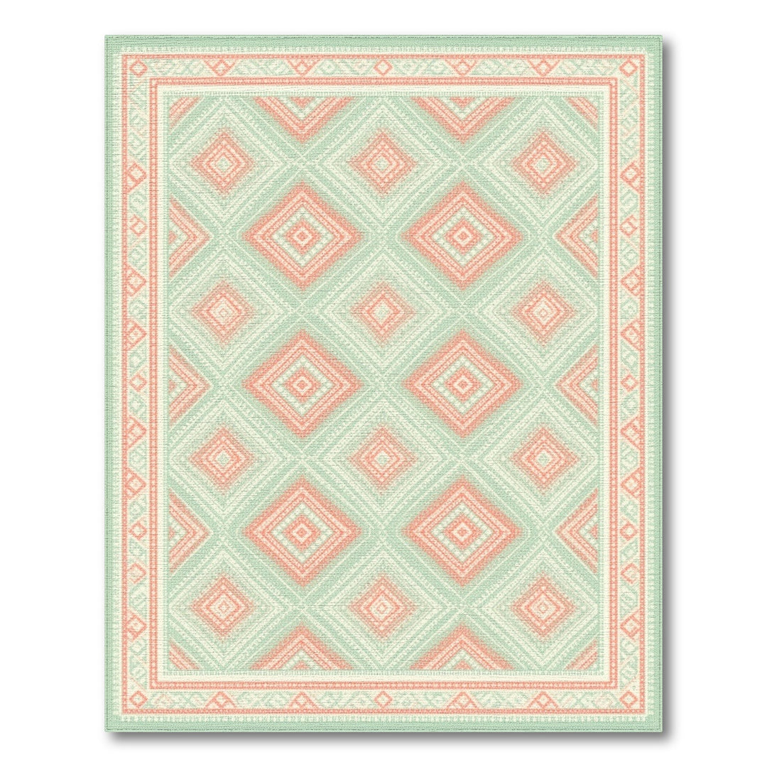 Coral Mint Geometric Area Rug