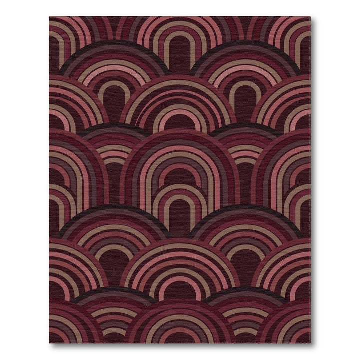 Crimson Retro Rainbow Arch Rug