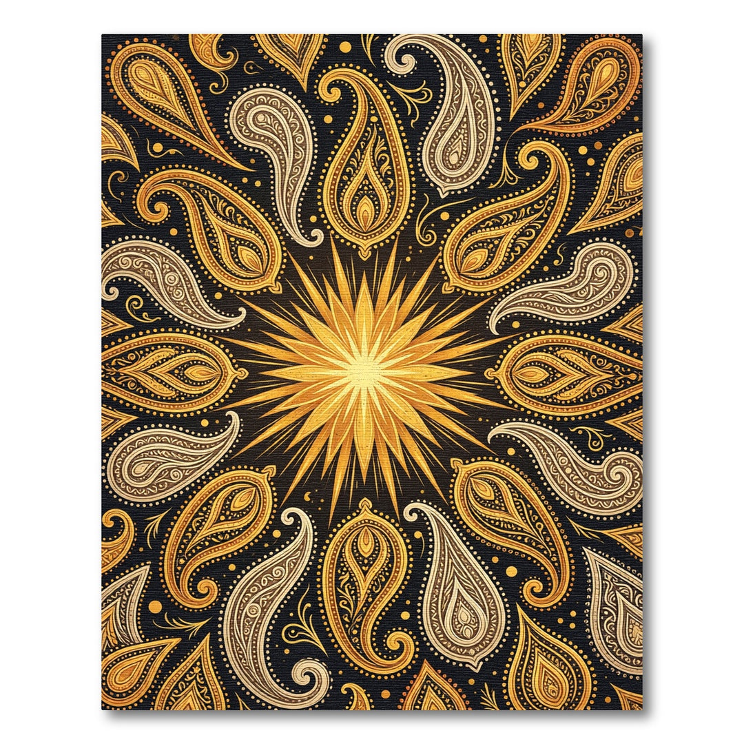 Golden Paisley Sunburst Rug