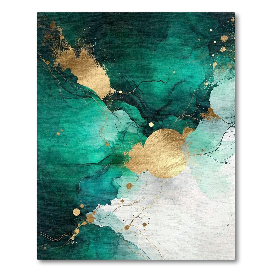 Teal Gold Abstract Area Rug