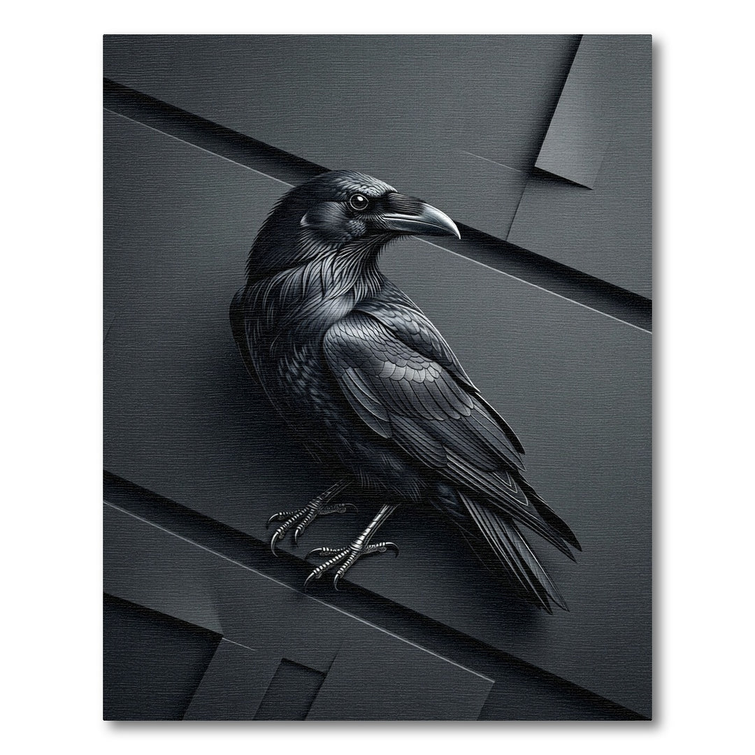 Dramatic Black Raven Dark Background Rug