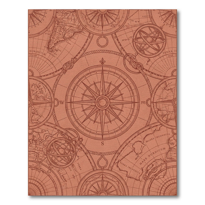Antique Copper Cartography Compass Rose Rug