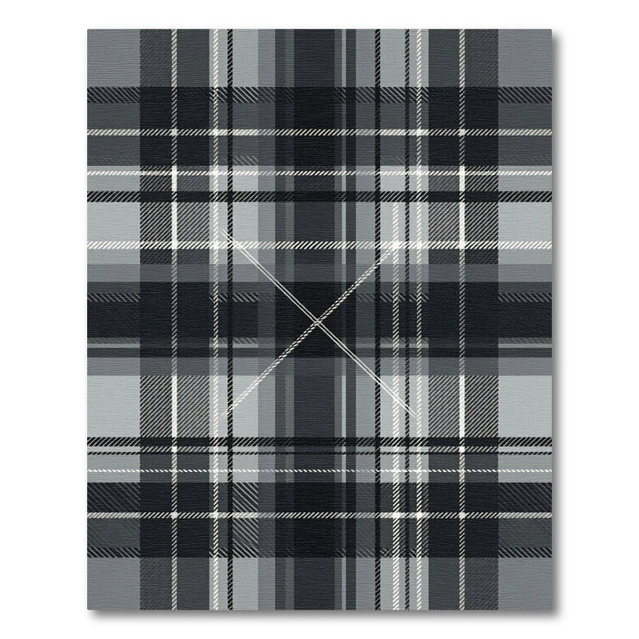Classic Black Gray Interlocking Plaid Rug