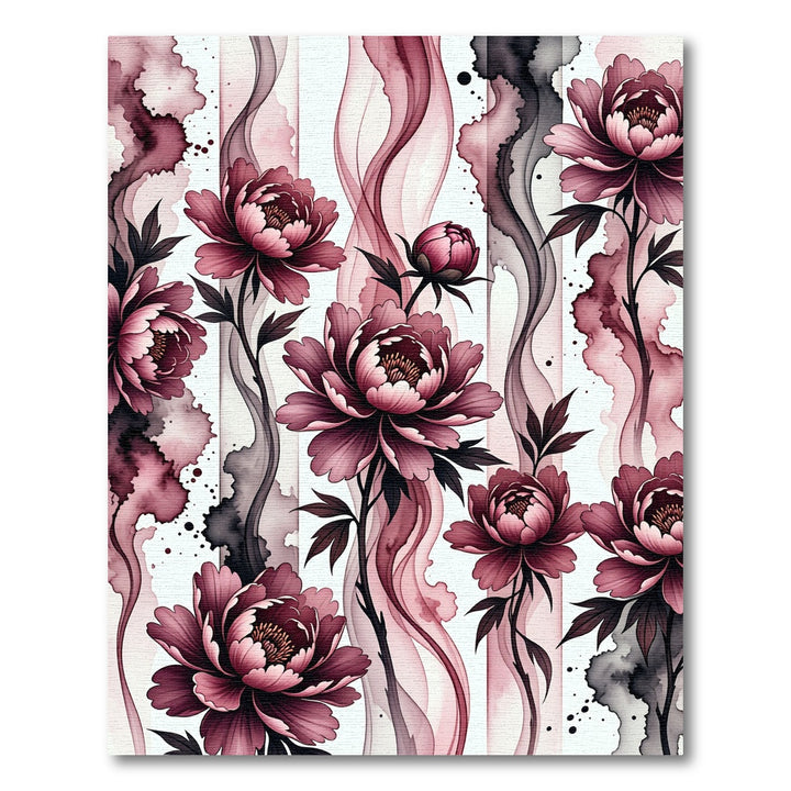Deep Plum Floral Watercolor Swirls Rug