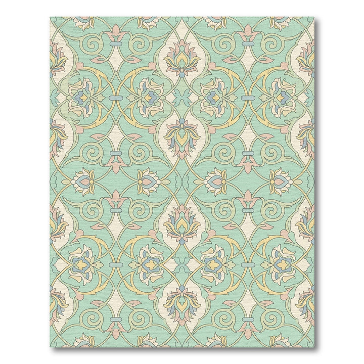 Pastel Floral Arabesque Lattice Rug