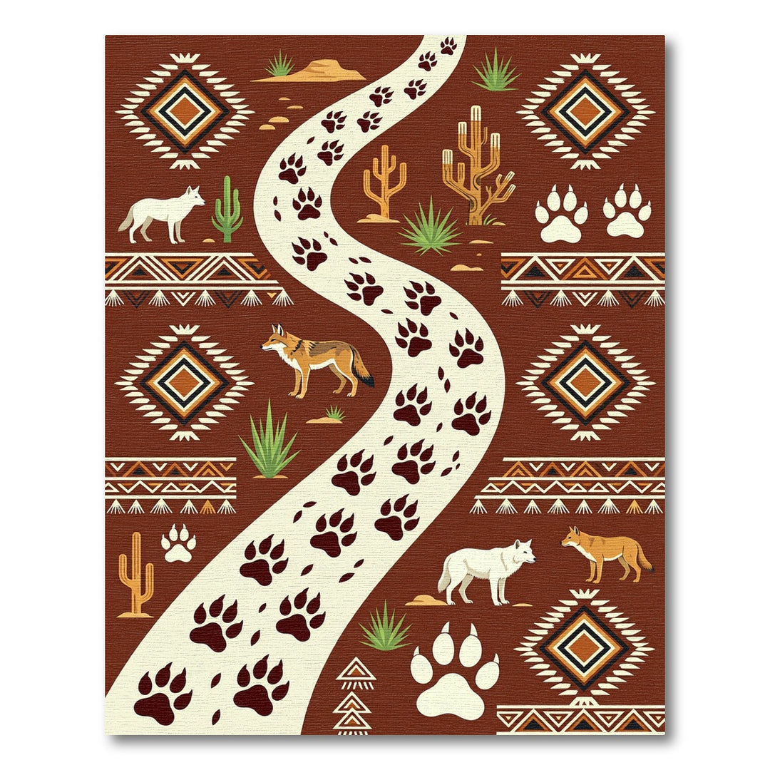 Southwestern Wolf Paw Trail Medallion Rug