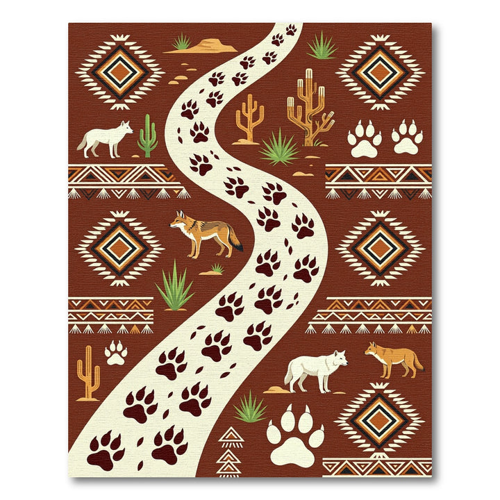 Southwestern Wolf Paw Trail Medallion Rug