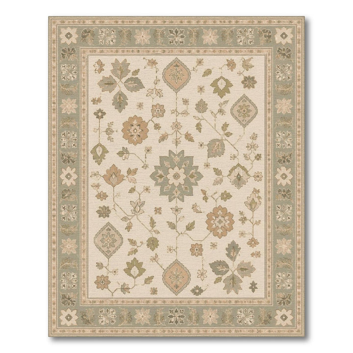 Beige Floral Vintage Medallion Area Rug
