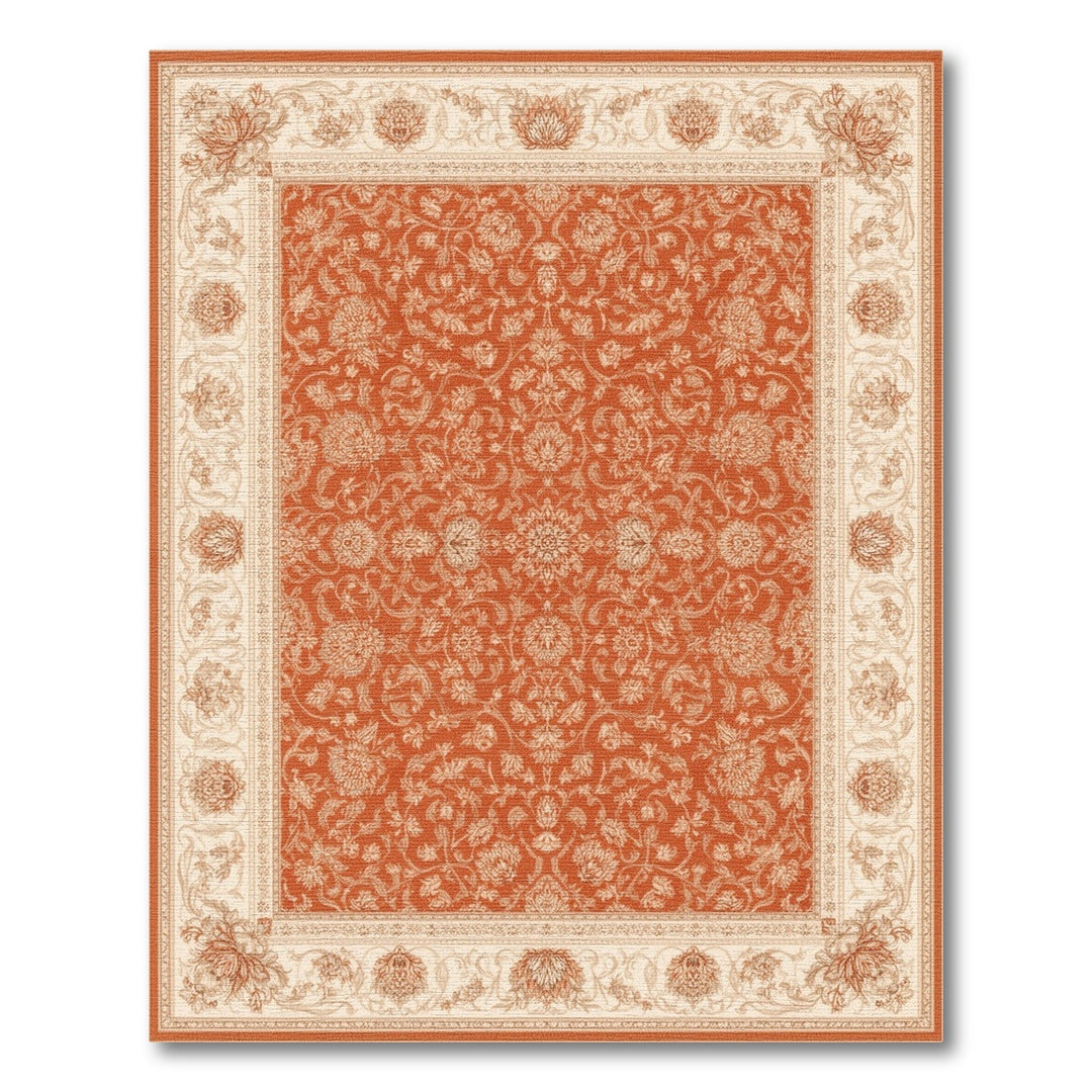 Traditional Persian Orange Floral Area Rug