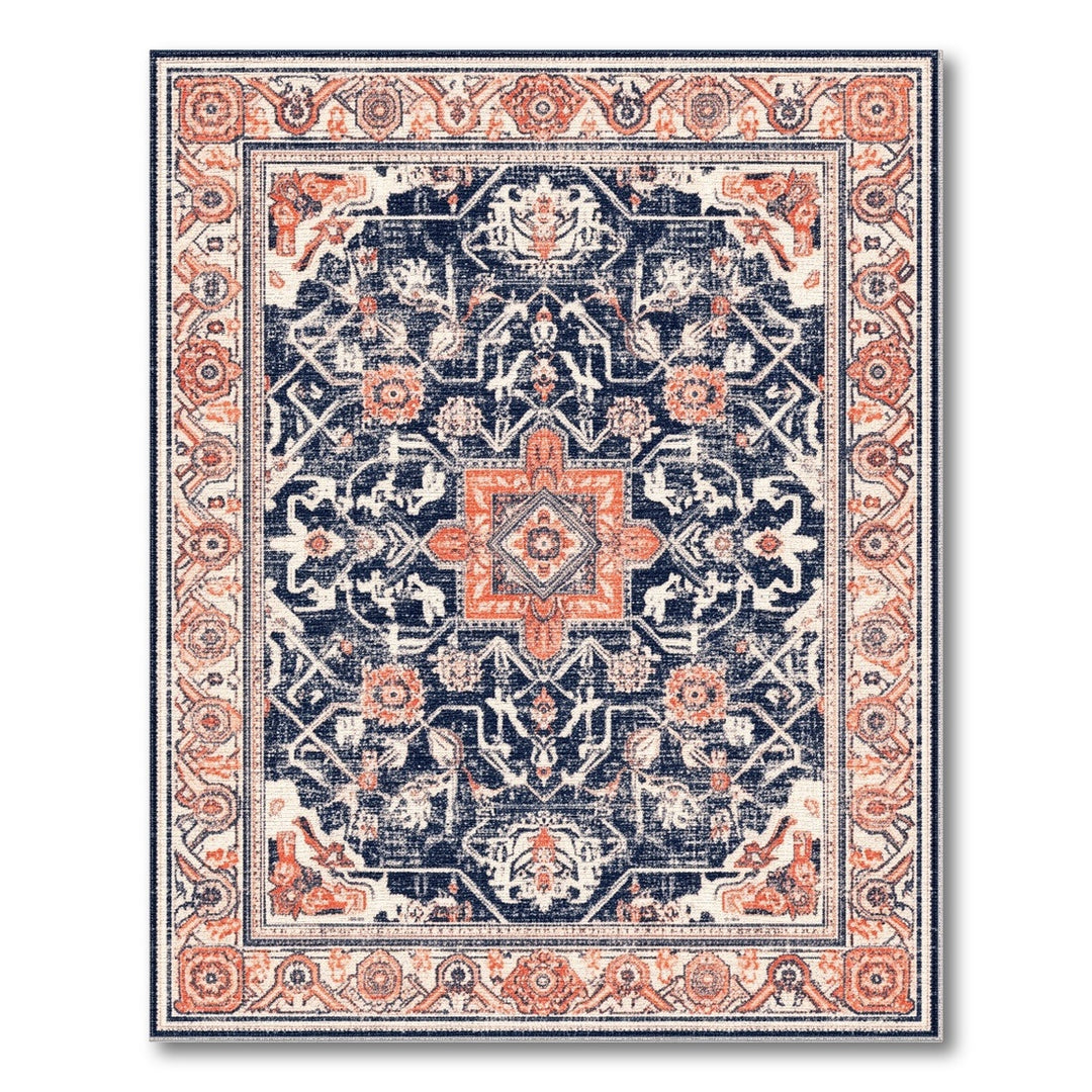 Distressed Vintage Navy Blue Distressed Vintage Area Rug