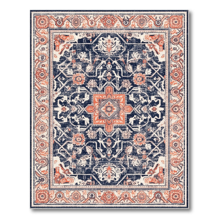 Distressed Vintage Navy Blue Distressed Vintage Area Rug