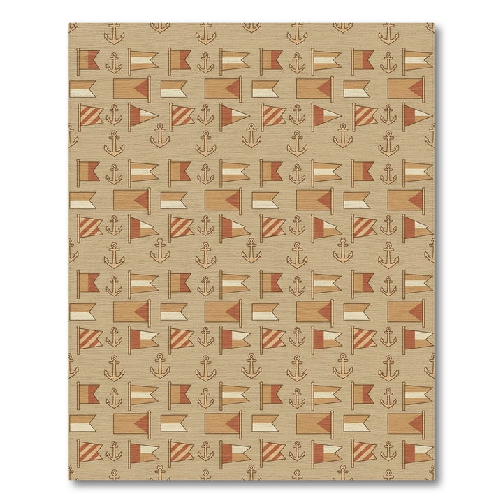 Nautical Flags Anchors Brown Beige Rug