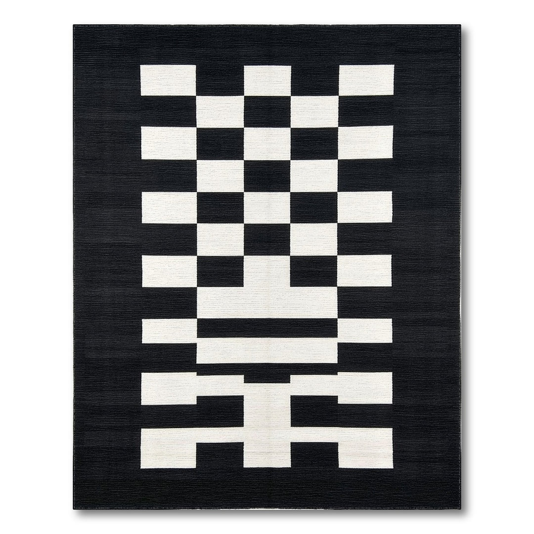Black White Geometric Area Rug