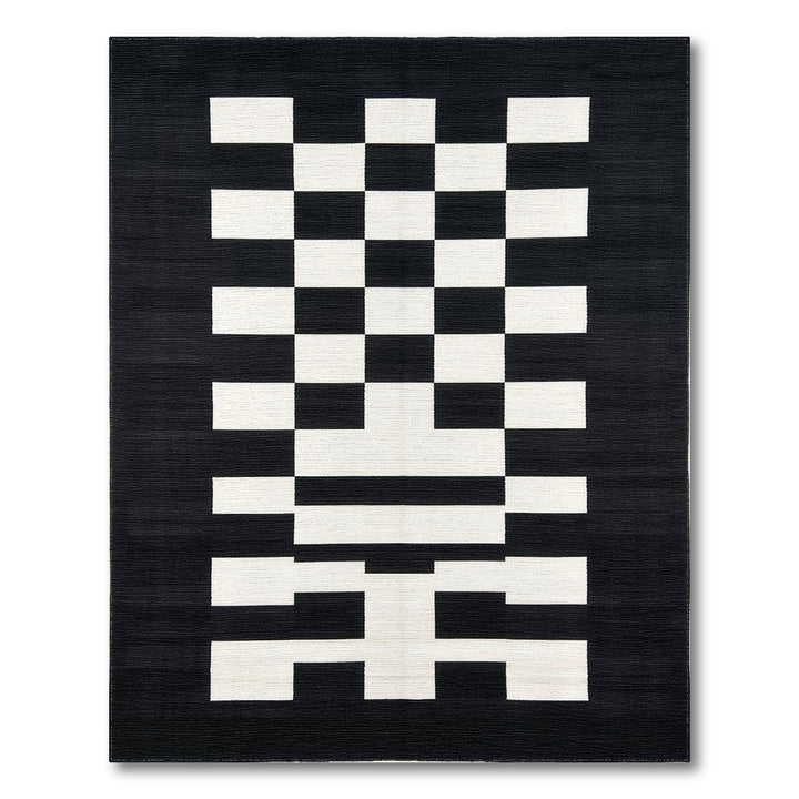 Black White Geometric Area Rug
