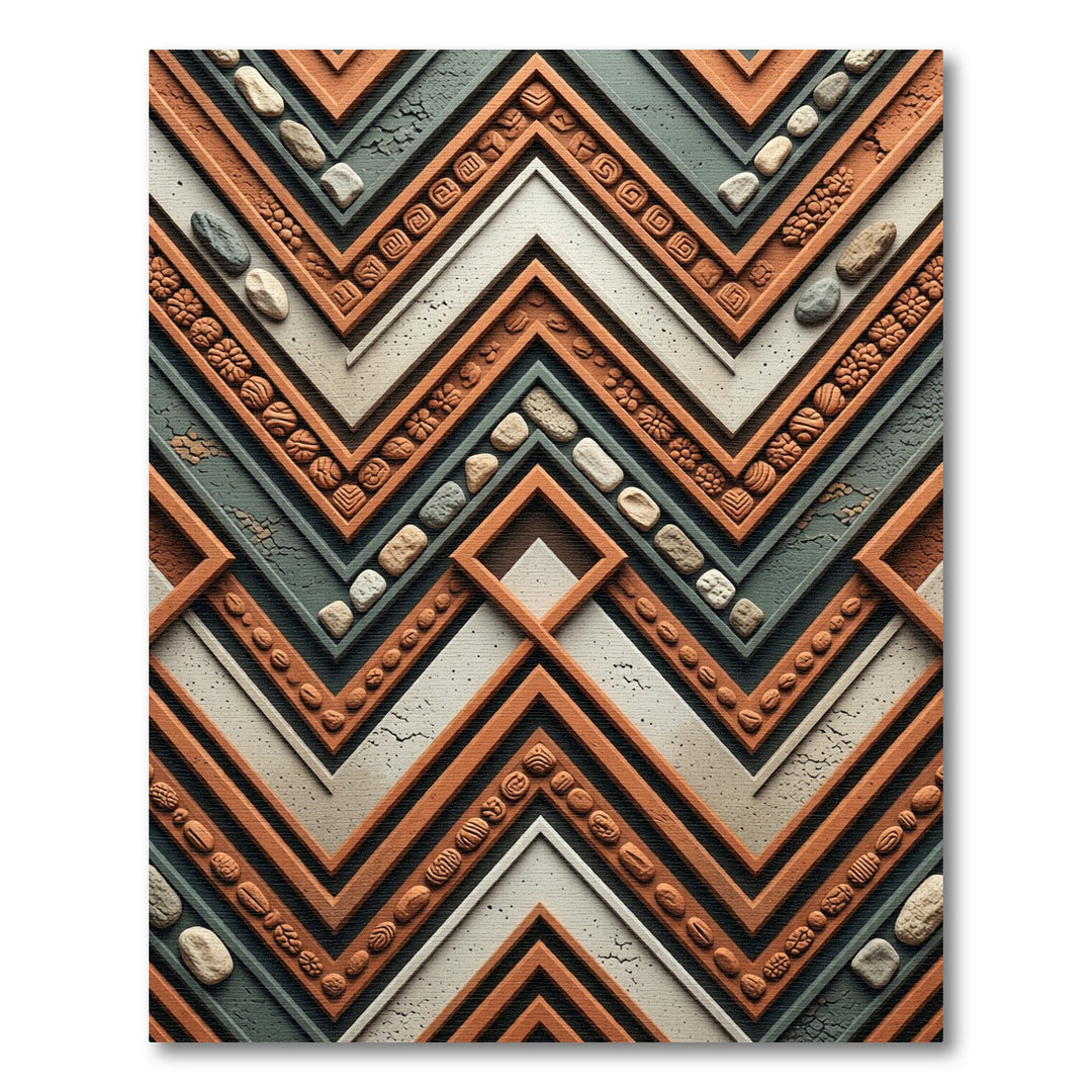 Terracotta Stone Chevron Geometric Rug