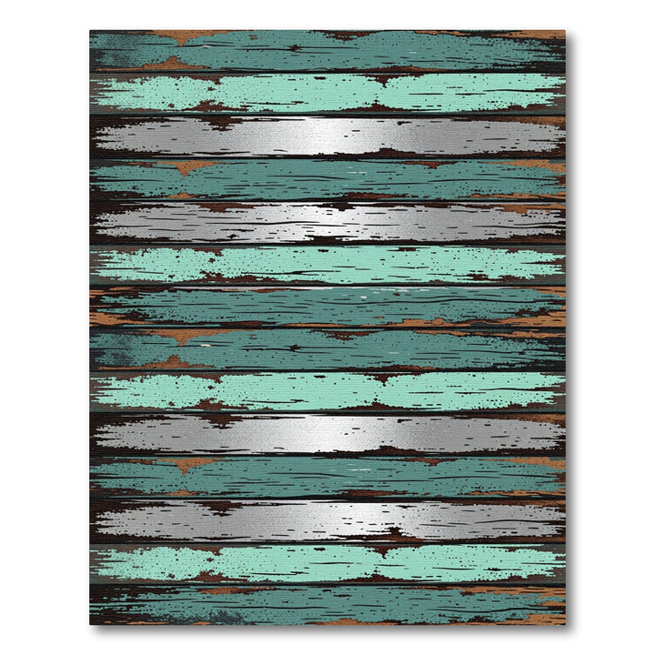 Aged Teal Silver Wood Grain Rug