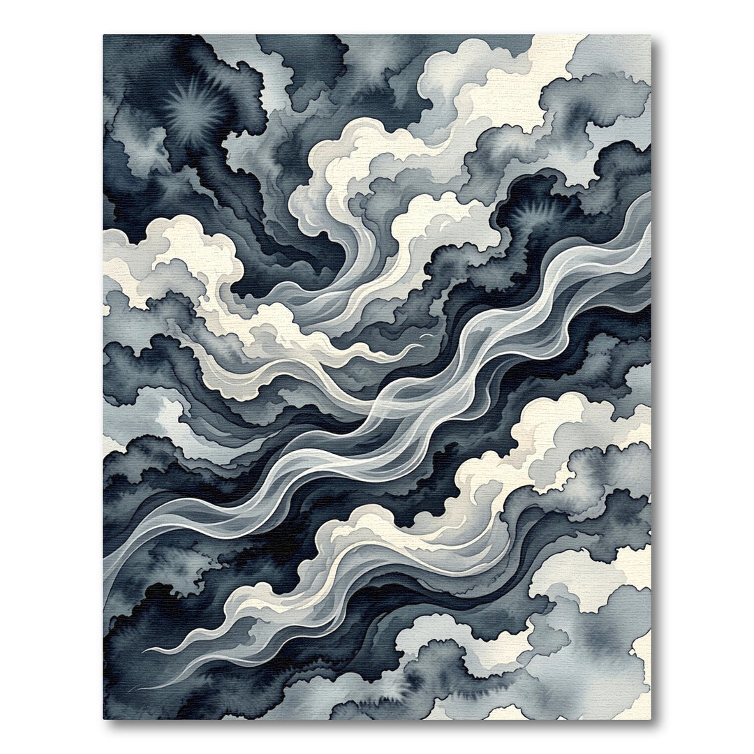 Abstract Smoky Dark Cloud Watercolor Rug