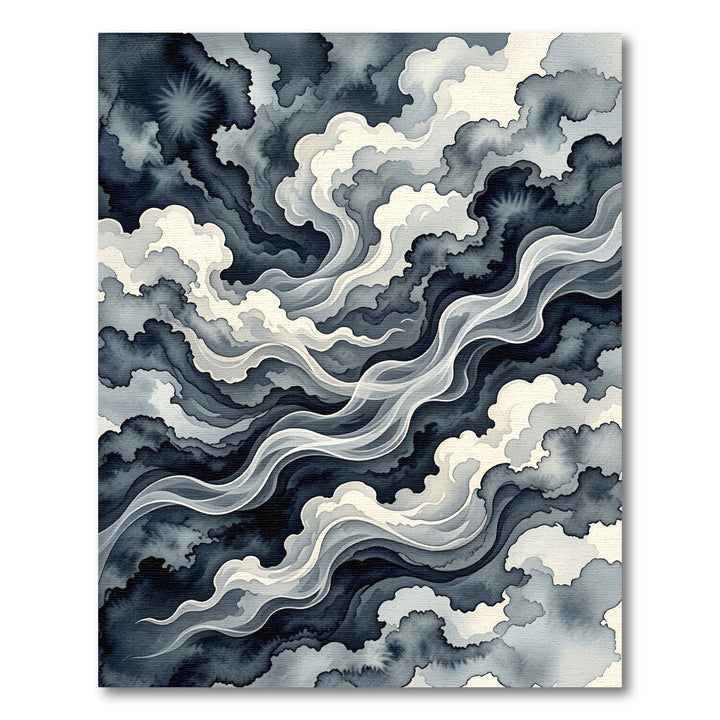 Abstract Smoky Dark Cloud Watercolor Rug