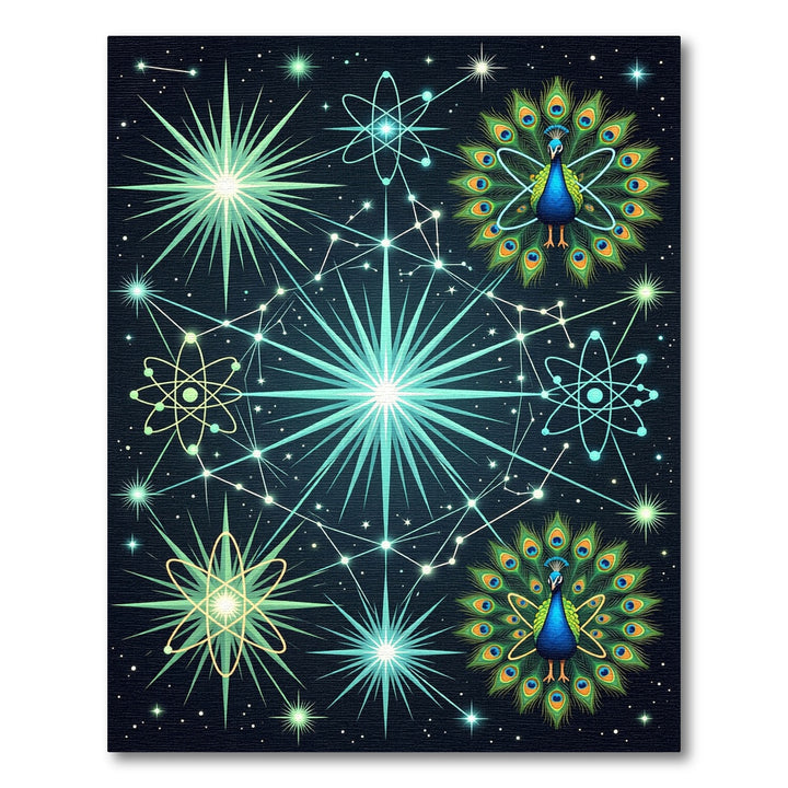 Celestial Peacock Atom Starburst Rug