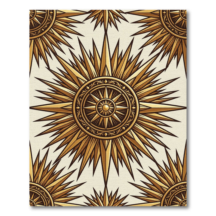 Golden Sunburst Compass Medallion Rug