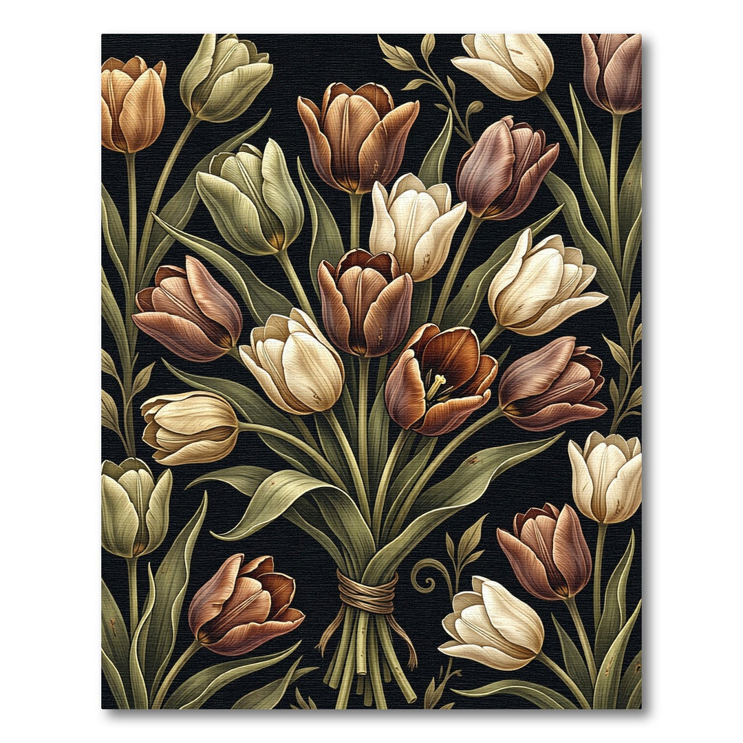 Earthy Tone Tulip Bouquet Arrangement Rug
