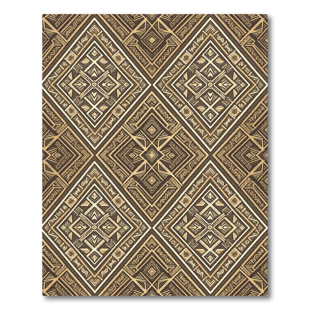 Art Deco Golden Diamond Geometric Rug