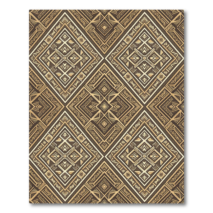 Art Deco Golden Diamond Geometric Rug